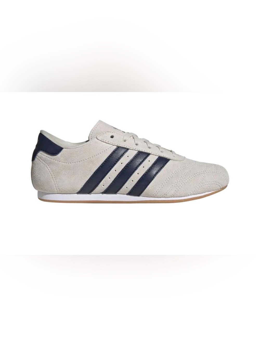 adidas Women's Suede Sneakers in Light Gray with Navy Stripes